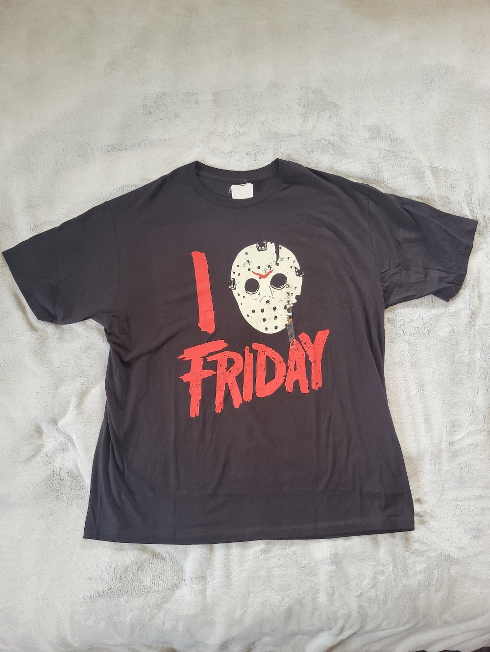 Friday the 13th Mens 2XL I Love Friday Jason Voorhees Hockey Mask Black T-Shirt